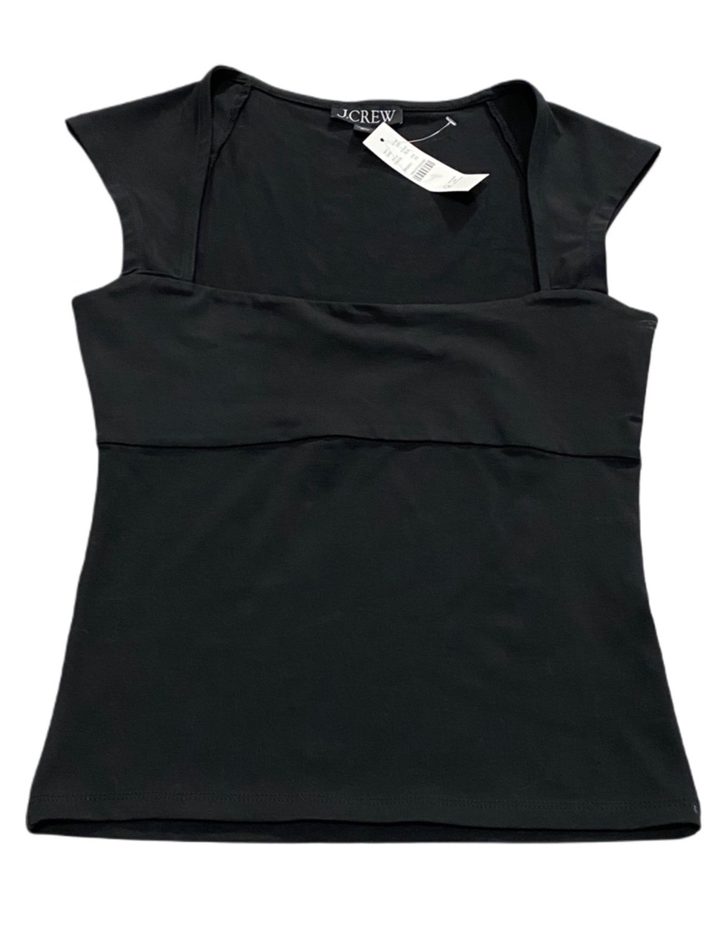 NEW J Crew Cap-sleeve stretch cotton-blend squareneck tank top XS